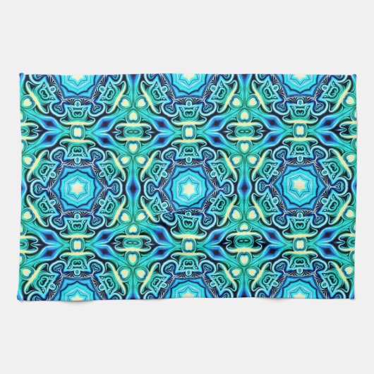 Serviette de cuisine à motif bleu vert (Horizontal)