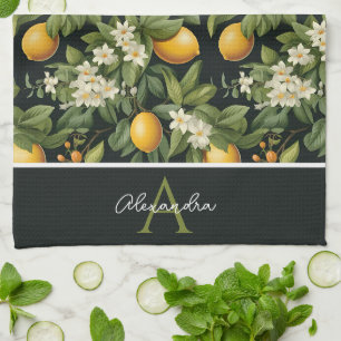 Serviette de cuisine à motif citron personnalisée