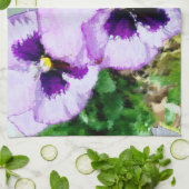 serviette de cuisine à motif de pensée violette1 (Plié)