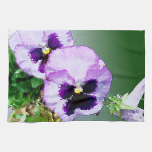 serviette de cuisine à motif de pensée violette1