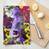 serviette de cuisine à motif de pensée violette2 (Quart Plié)