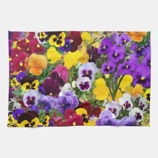 serviette de cuisine à motif de pensée violette2 (Horizontal)