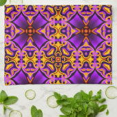 Serviette de cuisine à motifs violet jaune (Plié)