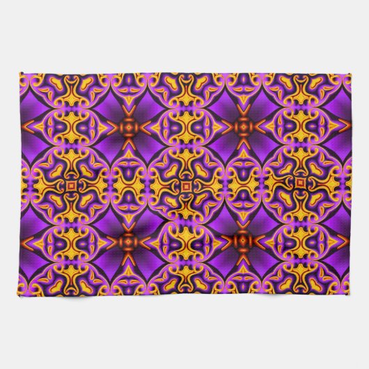 Serviette de cuisine à motifs violet jaune (Horizontal)