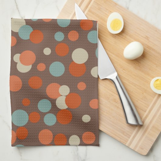 Serviette de cuisine à points Brown rétro (Quart Plié)