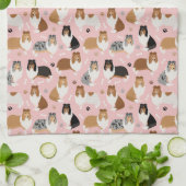 Serviette de cuisine à pois et os de collie rugueu (Plié)