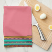 Serviette de cuisine à rayures aztèques (Quart Plié)