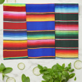 Serviette de cuisine à rayures colorées serape (Plié)
