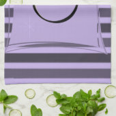 serviette de cuisine à rayures violettes (Plié)