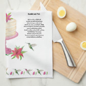 Serviette de cuisine à recette de gâteau colibri (Quart Plié)