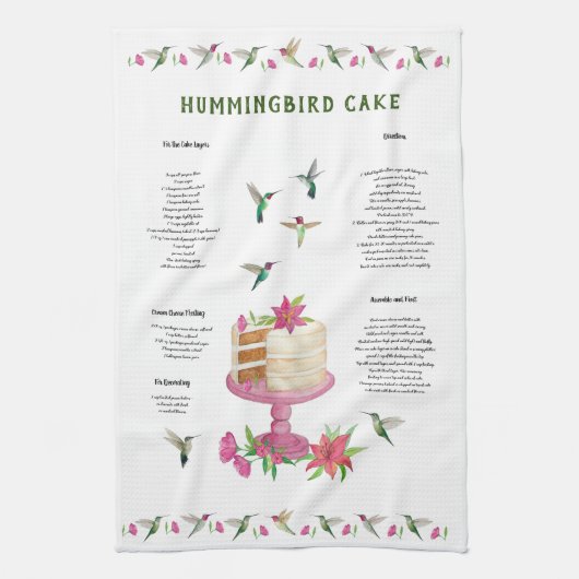 Serviette de cuisine à recette de gâteau colibri (Vertical)