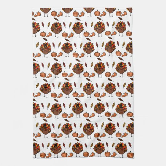 Serviette de cuisine à thème Thanksgiving (blanc) (Vertical)