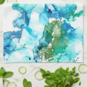 Serviette de cuisine Abstraite Blues & Greens (Plié)