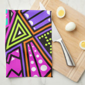 serviette de cuisine abstraite néon (Quart Plié)