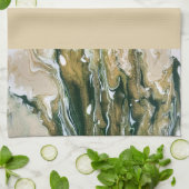 Serviette de cuisine Abstraite verte et bronzée (Plié)