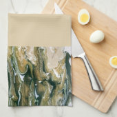 Serviette de cuisine Abstraite verte et bronzée (Quart Plié)