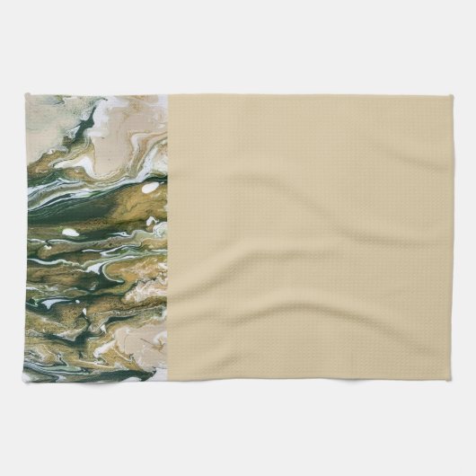 Serviette de cuisine Abstraite verte et bronzée (Horizontal)