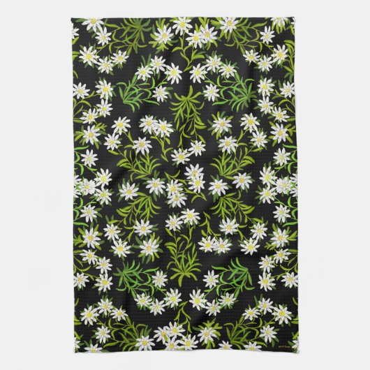 Serviette de cuisine alpine de fleurs d'edelweiss (Vertical)
