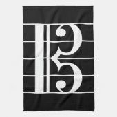 Serviette de cuisine Alto Clef Blanc sur Noir (Vertical)