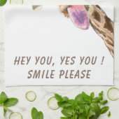 Serviette de cuisine amusante avec Giraffe joueuse (Plié)