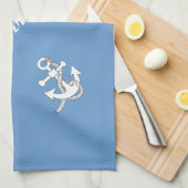 Serviette de cuisine - Ancre portant le nom du nav (Quart Plié)