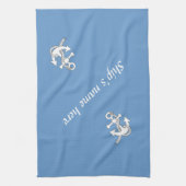 Serviette de cuisine - Ancre portant le nom du nav (Vertical)