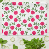 Serviette de cuisine anglaise rose de roses de thé (Plié)