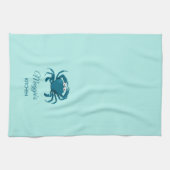 Serviette de cuisine Aqua Blue Crab Beach (Horizontal)