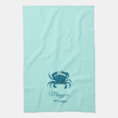 Serviette de cuisine Aqua Blue Crab Beach (Vertical)