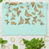 Serviette de cuisine Aqua et Gold Butterfly (Plié)