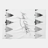 Serviette de cuisine "Arbre de Noël noir et blanc" (Horizontal)