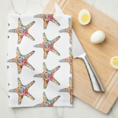 Serviette de cuisine arc-en-ciel de poisson étoilé (Quart Plié)