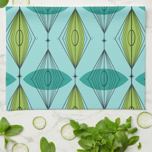 Serviette de cuisine atomique d'Ogee et de (Plié)