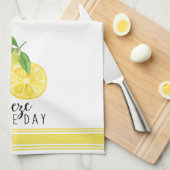 Serviette de cuisine au citron et à l'aquarelle mo (Quart Plié)