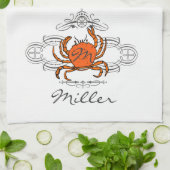 Serviette de cuisine au crabe orange (Plié)