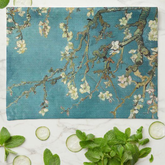 Serviette de cuisine aux amandes en fleurs (Plié)