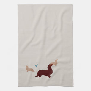 Serviette de cuisine aux cheveux longs de teckel