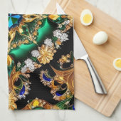 Serviette de cuisine aux couleurs brésiliennes Des (Quart Plié)