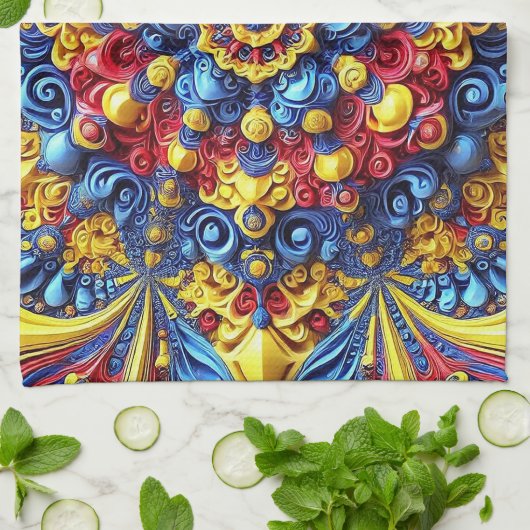 Serviette de cuisine aux couleurs roumaines Design (Plié)