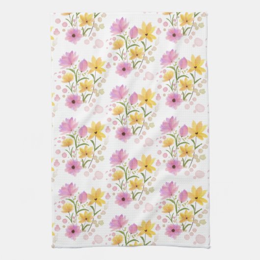 Serviette de cuisine aux fleurs (Vertical)