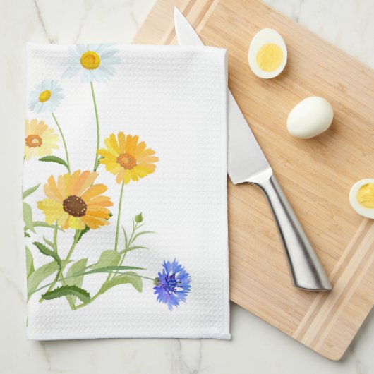 Serviette de cuisine aux fleurs (Quart Plié)