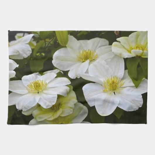 Serviette de cuisine aux fleurs blanches (Horizontal)