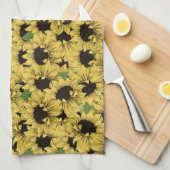 Serviette de cuisine aux fleurs de soleil (Quart Plié)