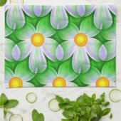 serviette de cuisine aux fleurs marguerites (Plié)