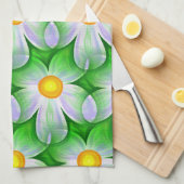 serviette de cuisine aux fleurs marguerites (Quart Plié)