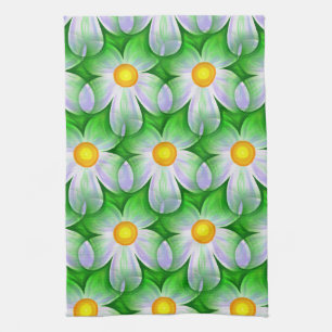 serviette de cuisine aux fleurs marguerites