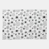 Serviette de cuisine aux fleurs noires et blanches (Horizontal)