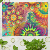 serviette de cuisine aux fleurs psychédéliques (Plié)