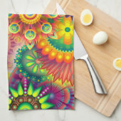 serviette de cuisine aux fleurs psychédéliques (Quart Plié)