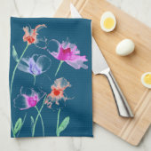 Serviette de cuisine aux fleurs rousses (Quart Plié)